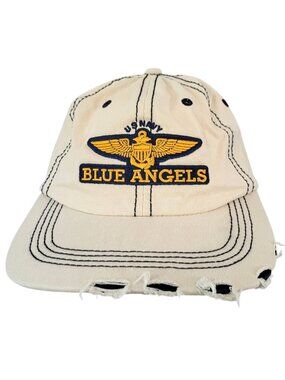 BLUE ANGELS Khaki US Navy Flight Squadron 100% Cotton Baseball Cap - Unisex OS